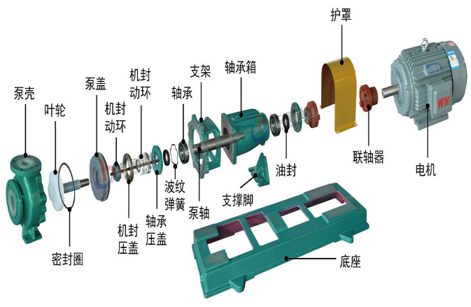 氟塑料離心泵拆卸與安裝圖